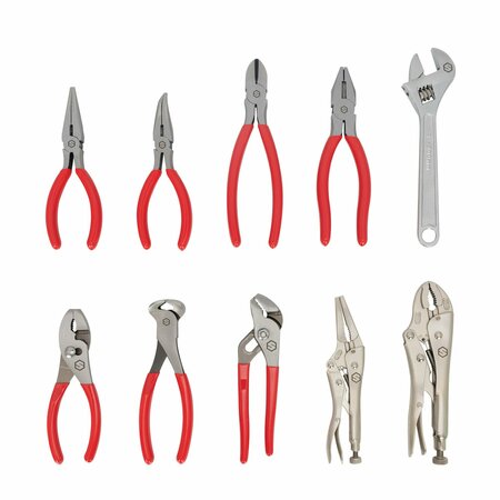 Steelman 10-Piece Plier, Cutter, and Wrench Set, Red 61217